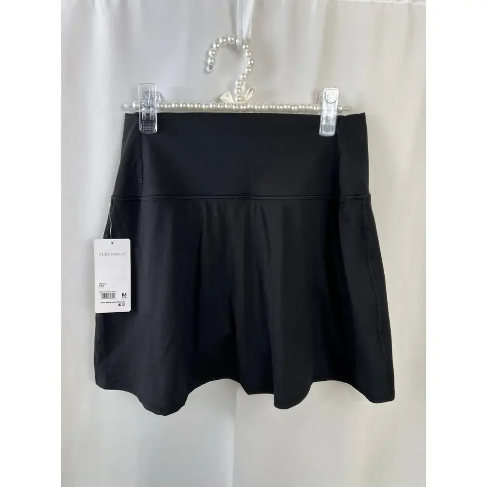 90 Degree by Reflex Black Athletic Skort M UPF 50+ Stretch Tennis Golf NWT